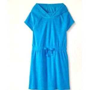 Hanna Andersson Girls Blue Hooded Terry Cloth Cover Up US 10